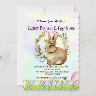 Cute bunny hare hunting egg Happy Easter day Party Invitation