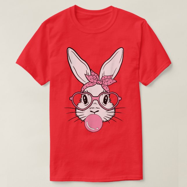 Cute Bunny Heart Glasses Bubblegum for Women Kids  T-Shirt (Design Front)