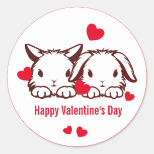 Cute Bunny Heart Valentines Classic Round Sticker
