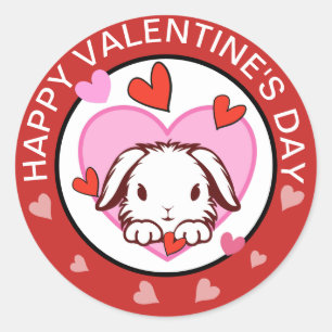 Cute Bunny Hearts Valentines  stickers