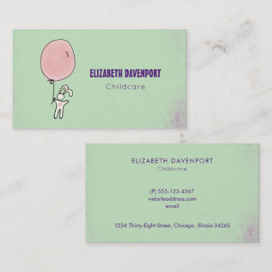 Cute Bunny Holding a Balloon Business Card