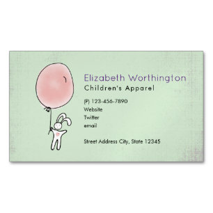 Cute Bunny Holding a Balloon Magnetic Business Card