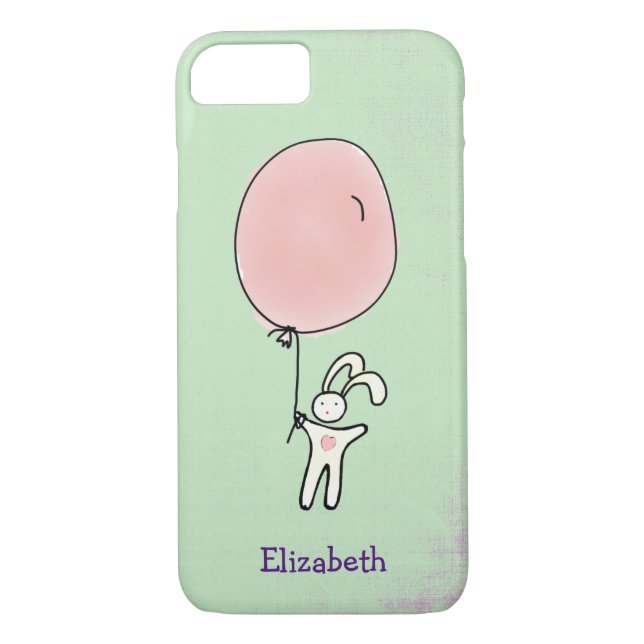 Cute Bunny Holding a Balloon Personalised Case-Mate iPhone Case (Back)