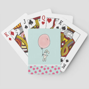 Cute Bunny Holding a Balloon Playing Cards