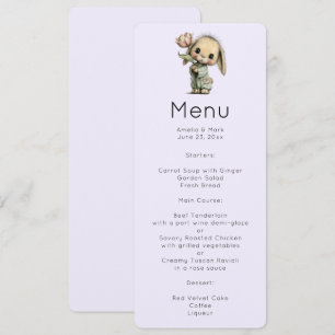 Cute Bunny Holding a Tulip Menu Invitation