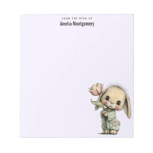 Cute Bunny Holding a Tulip Notepad