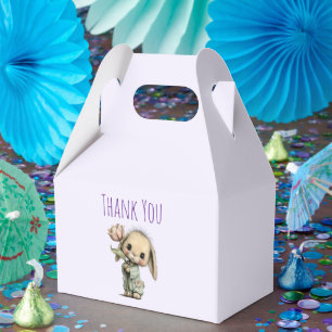 Cute Bunny Holding a Tulip Thank You Favour Box