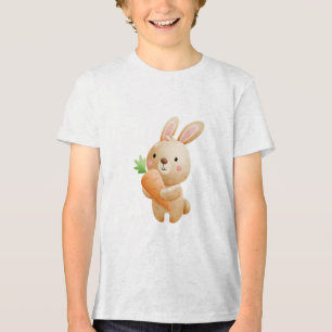 Cute Bunny Holding Carrot Illustration Tri-Blend Shirt