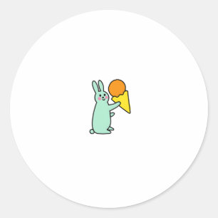Cute Bunny Holding Ice Cream Classic Round Sticker