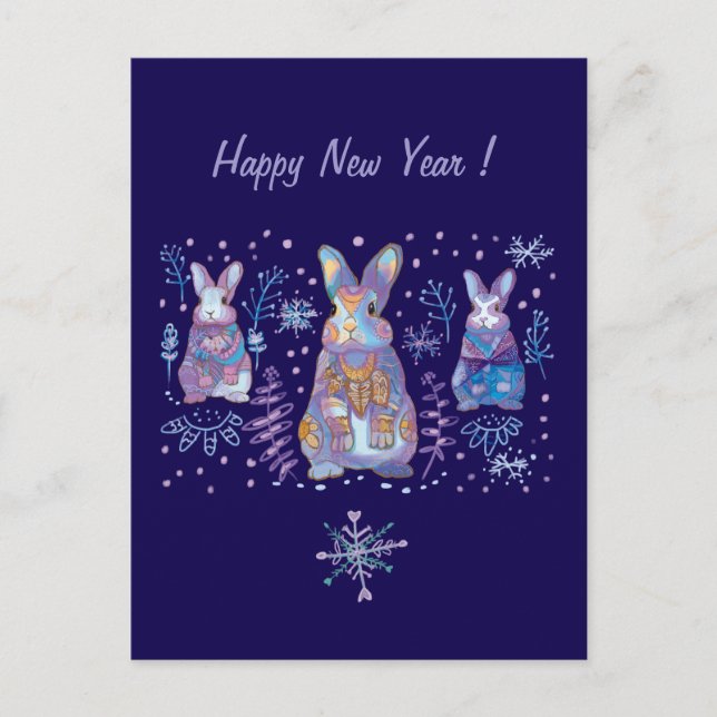 cute bunny Holiday Postcard (Front)