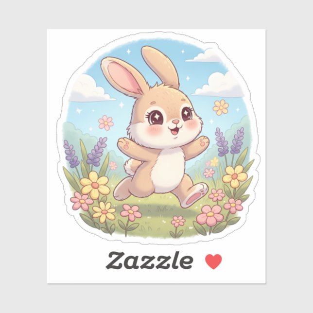 Cute Bunny Hopping in a Flower Field (Sheet)
