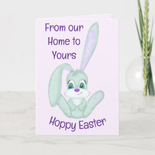 Cute Bunny Hoppy Easter Holiday Card