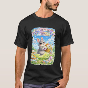 Cute Bunny Hops Snack Repeat Pastel Spring Decorat T-Shirt
