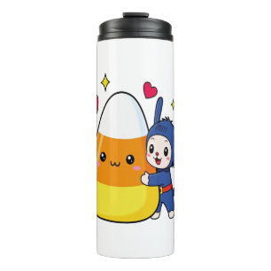 Cute Bunny Hugging Candy Corn Thermal Tumbler