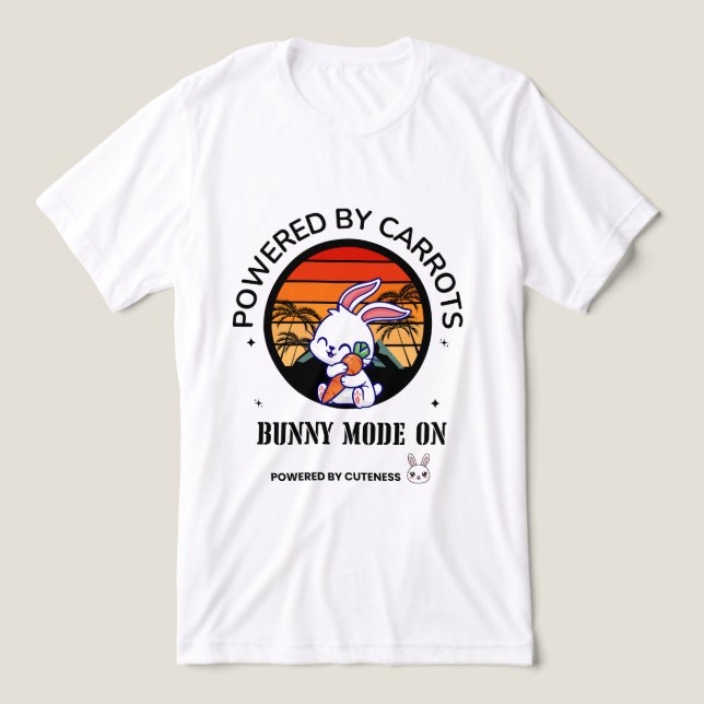 Cute Bunny Hugging Carrot Retro Sunset T-Shirt  Tri-Blend Shirt (Design Front)