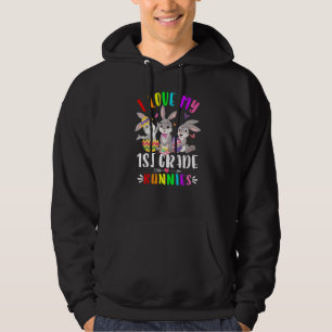 Cute Bunny I Love My 1st Grade Bunnies Rabbit East Hoodie