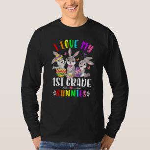 Cute Bunny I Love My 1st Grade Bunnies Rabbit East T-Shirt