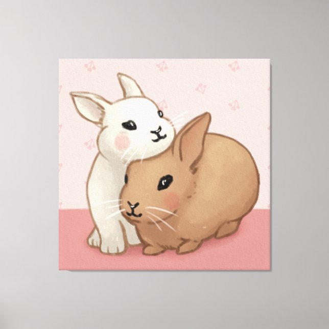 Cute Bunny Illustration Canvas Print (Front)