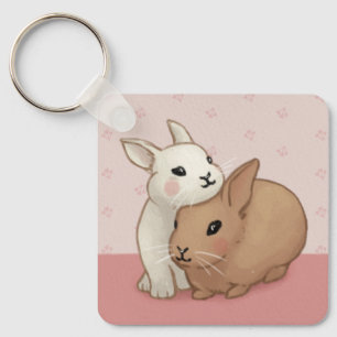 Cute Bunny Illustration Key Ring