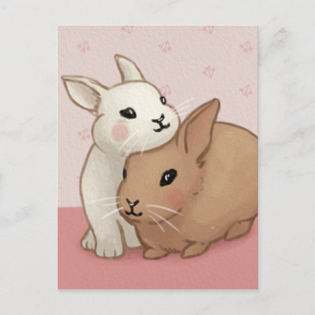 Cute Bunny Illustration Postcard (Front)