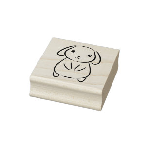 Cute Bunny Illustration Rubber Stamp