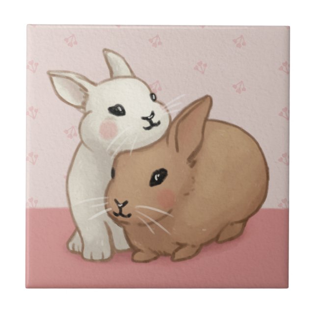 Cute Bunny Illustration Tile (Front)