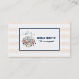Cute Bunny in a basket with Eggs & Pretty Flowers Business Card