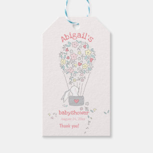 Cute Bunny in Air Balloon - Babyshower Thank You Gift Tags