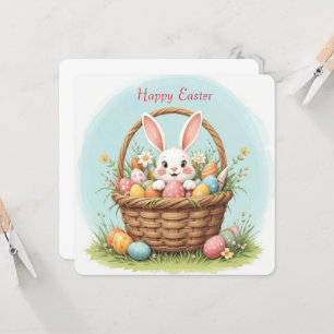 Cute Bunny in Easter Basket Invitation