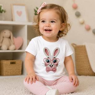 Cute Bunny in Heart Glasses Baby T-Shirt