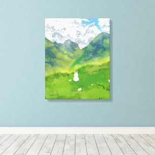 Cute Bunny in Mountain View Canvas Print