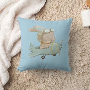cute bunny in pilot helmet cushion