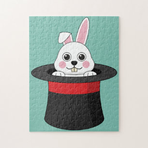 Cute Bunny in Wizard Hat Jigsaw Puzzle