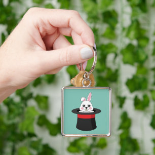 Cute Bunny in Wizard Hat Key Ring