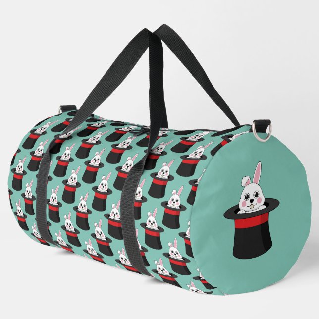 Cute Bunny in Wizard Hat Pattern Duffle Bag (Left Corner)