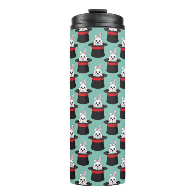 Cute Bunny in Wizard Hat Pattern Thermal Tumbler (Front)