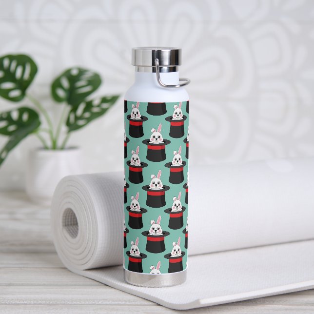 Cute Bunny in Wizard Hat Pattern Water Bottle (Yoga)