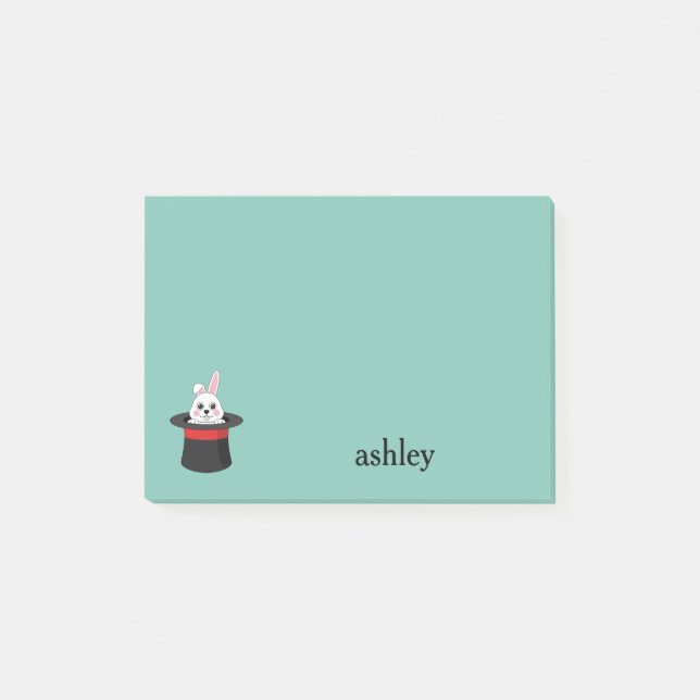 Cute Bunny in Wizard Hat Personalise Post-it Notes (Front)