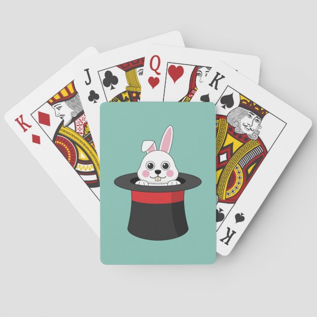 Cute Bunny in Wizard Hat Playing Cards (Back)
