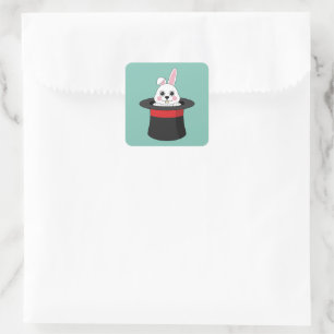 Cute Bunny in Wizard Hat Square Sticker
