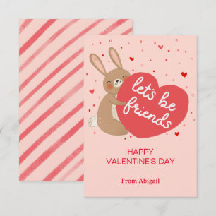 Cute Bunny Kids Classroom Valentine Note Card