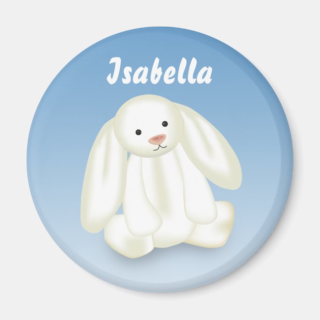 Cute Bunny Kids Name Monogram Magnet (Front)
