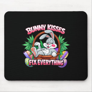 Cute bunny kisses fix everything funny rabbit mouse mat