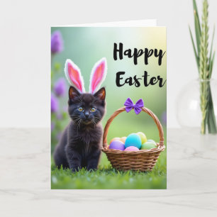 Cute Bunny Kitty Spring Card