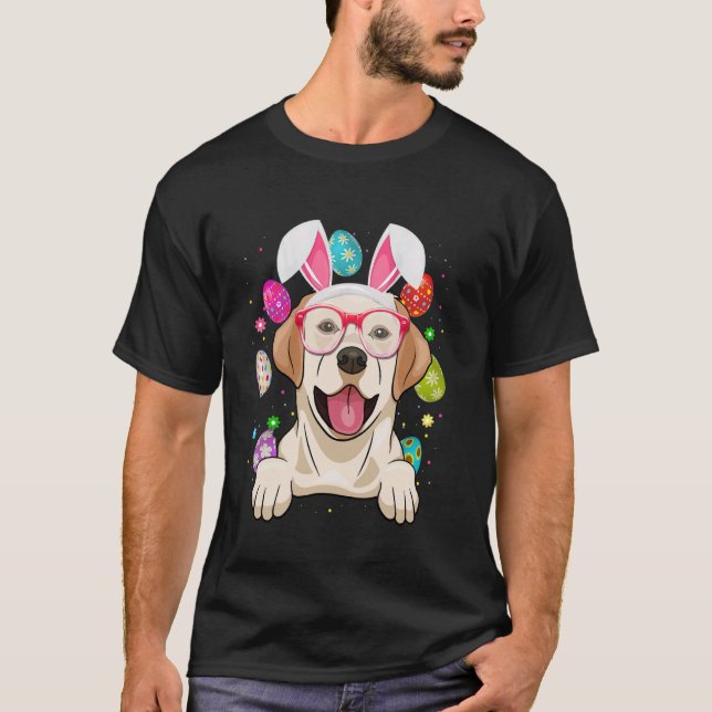 Cute Bunny Labrador Dog Face Easter Eggs Easter Da T-Shirt (Front)
