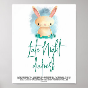 Cute Bunny - Late Night diapers Poster