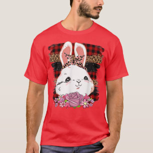 Cute Bunny Leopard Easter Headband Women Happy Eas T-Shirt