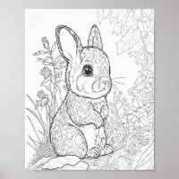 Cute Bunny Line Art Colour Me In Project for Kids