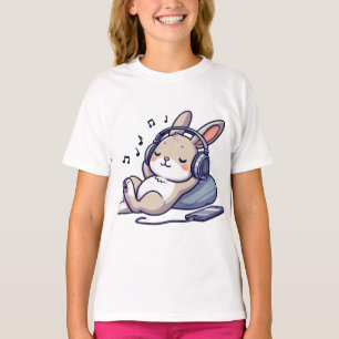Cute Bunny Listening to Music with Headphones T-Shirt