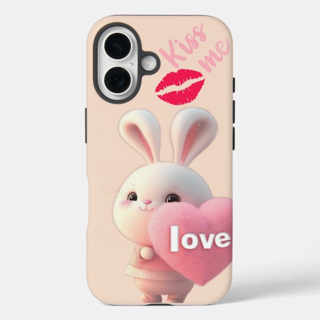 “Cute Bunny Love – Kiss Me  Case-Mate iPhone Case (Back)